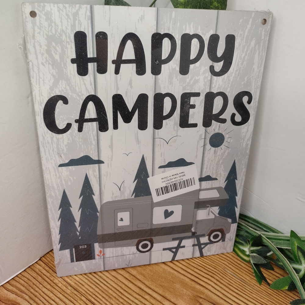 Happy Campers Wood Sign 8x10 In.